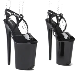 Leecabe 23CM / 9inches  Patent PU fashion  Platform High Heels Sandals Pole Dance shoes