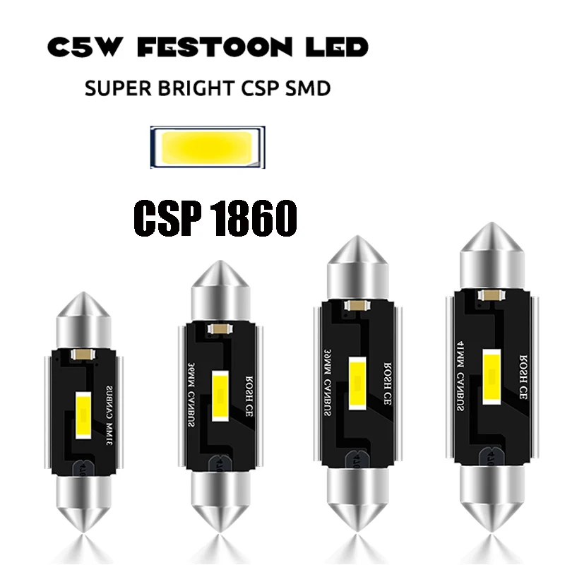 1X C5W C10W LED 31mm 36mm 39mm 41mm Festoon Dome Light Super Bright CSP 1860 Led Auto Reading Lamp License Plate Light 12V White