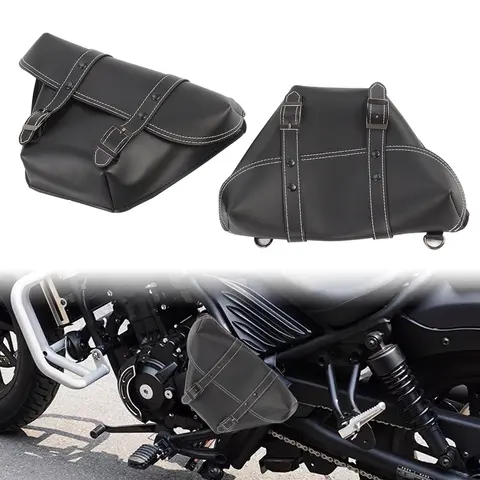 Motorcycle Bag Saddlebags PU Leather Front Fork Tail Saddle Bag Luggage For Harley Chopper Bobber Cruiser Sportster XL 883 1200