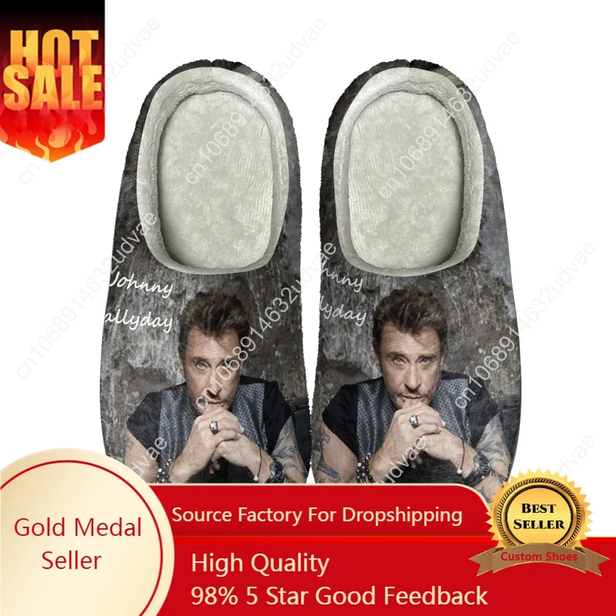 

Dropship Casual Cotton Slippers Johnny Hallyday Design Non-Slip Indoor Floor Shoes Comfortable Home Women Men Slides for Bedroom