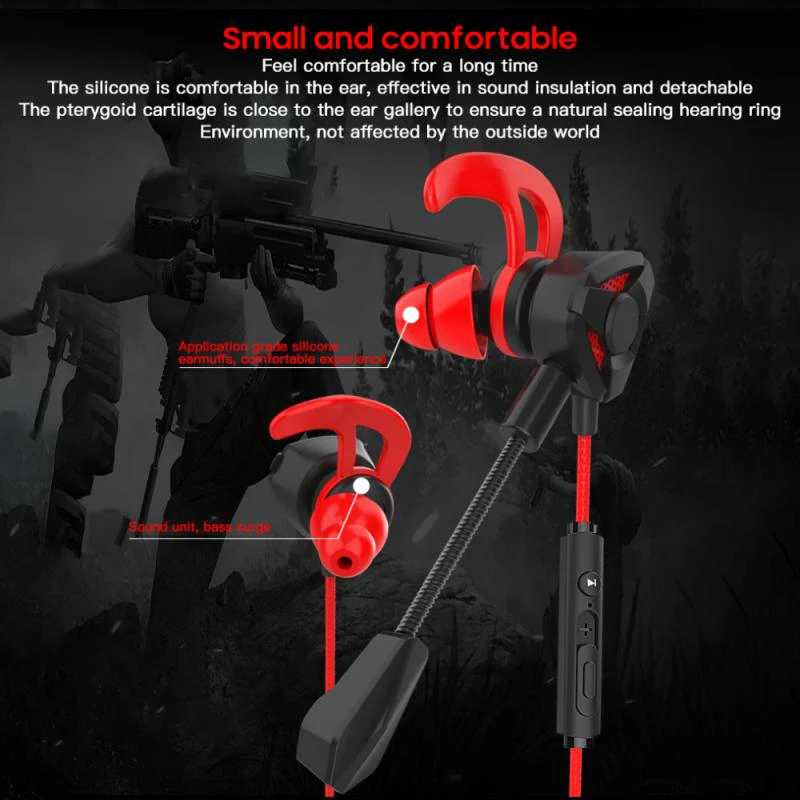 G9 Portable Dual Driver Gaming Earphones with Microphone 3D Stereo Sound for PC Gamer Earphones Wired Gaming Earphone G6 Headset