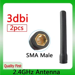 Antena de 2 piezas 2,4g, 2 ~ 3dbi, sma macho, wlan, wifi, 2,4 ghz, pbx, módulo iot, enrutador tp, receptor de señal de enlace, antena de alta ganancia