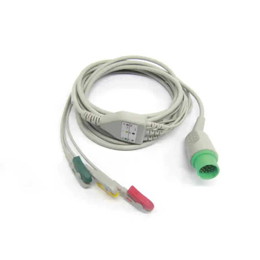 Medical device suppliers Ecg Snap Medical Cable  ECG cable with 3 leads,snap ,clip compatible for Spacelab