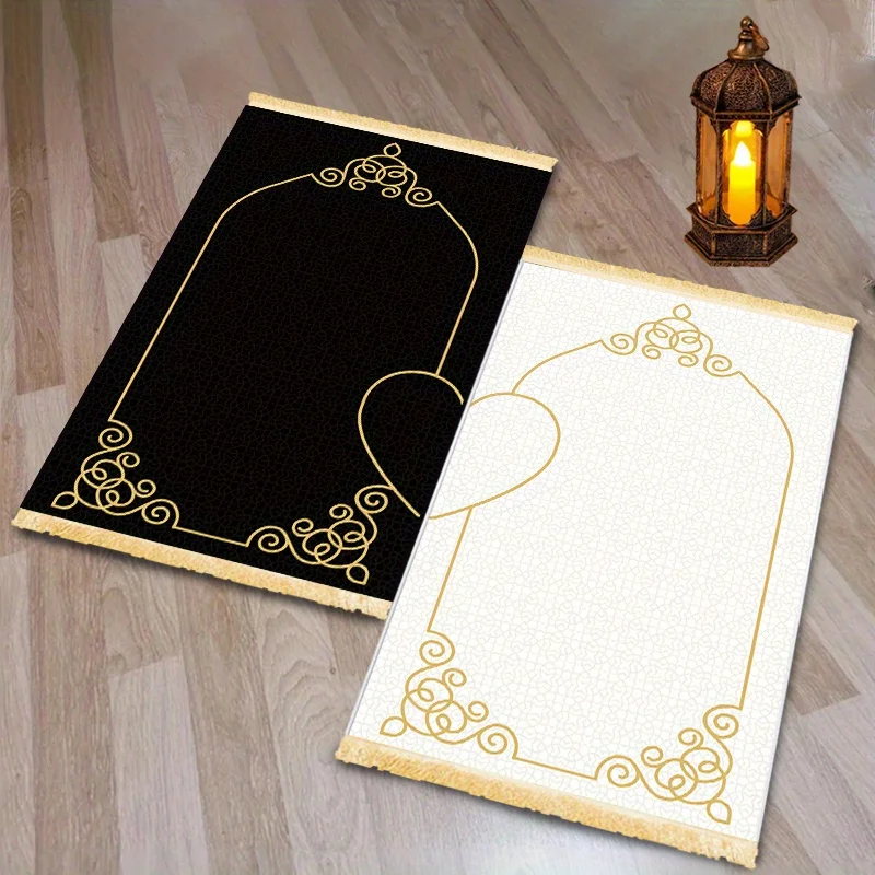 VIKAMA 2PC Islamic Retro Pattern Worship Carpet Kneeling Mat Living Room Muslim Prayer Carpet Eid al Fitr Gift Worship Carpet