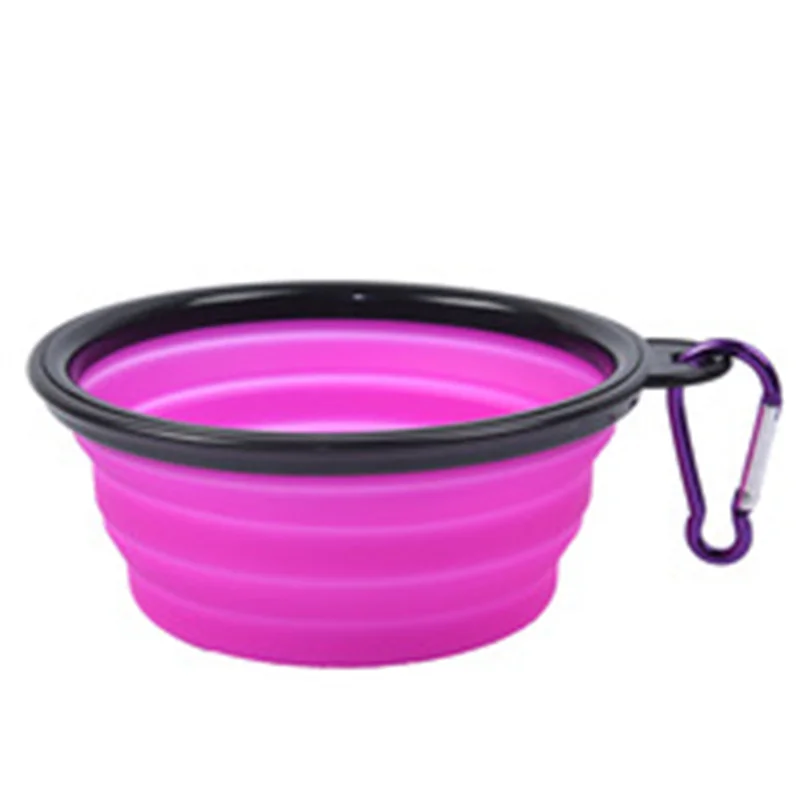 Collapsible Pet Silicone Dog Food Water Bowl Outdoor Camping Travel Portable Folding Pet Supplies Pet Bowl Dishes with Carabiner image 6
