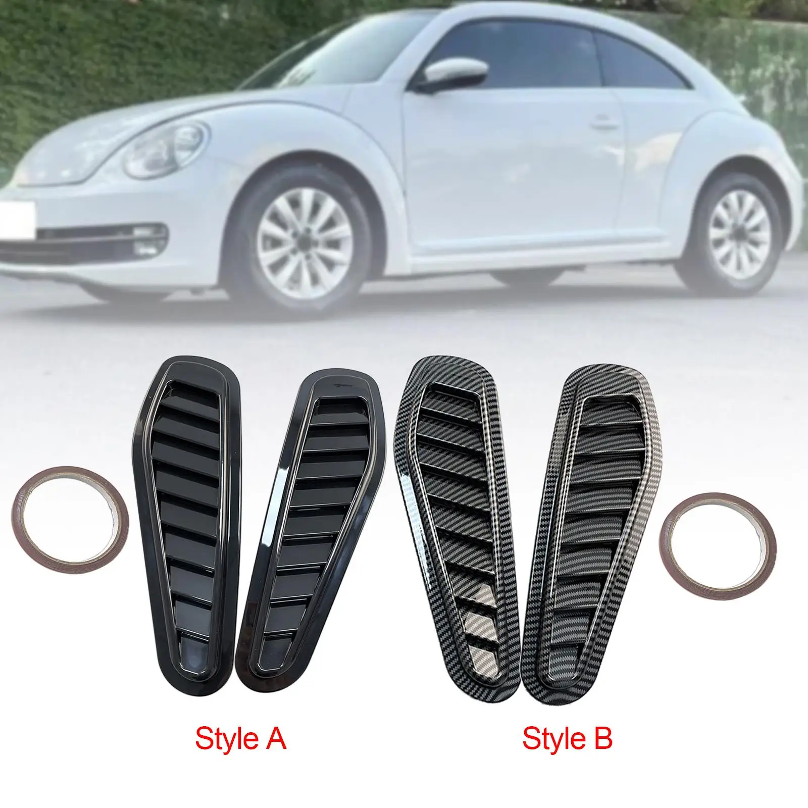 2 Pieces Air Flow Intake Cover Hood Scoops Car Exterior Parts Universal