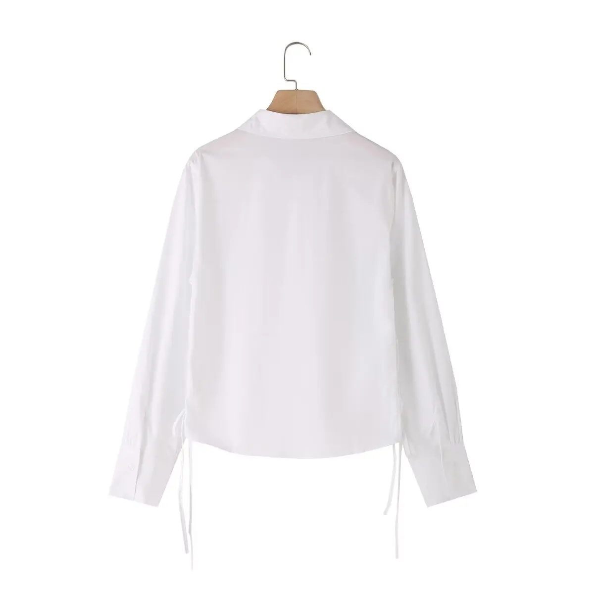 Women's 2024 New Fashion Casual Joker Side Cross Strap Design Blouses Retro Long Sleeve Button Blouses Chic Tops.