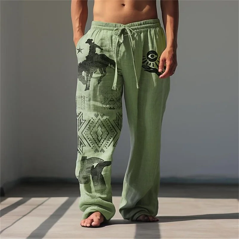 Herren-Freizeithose mit 3D-Linien-Print, entspannter Schnitt, weites Bein, lockeres Design mit Kordelzug für bequemes und atmungsaktives Tragen. – Detail 9