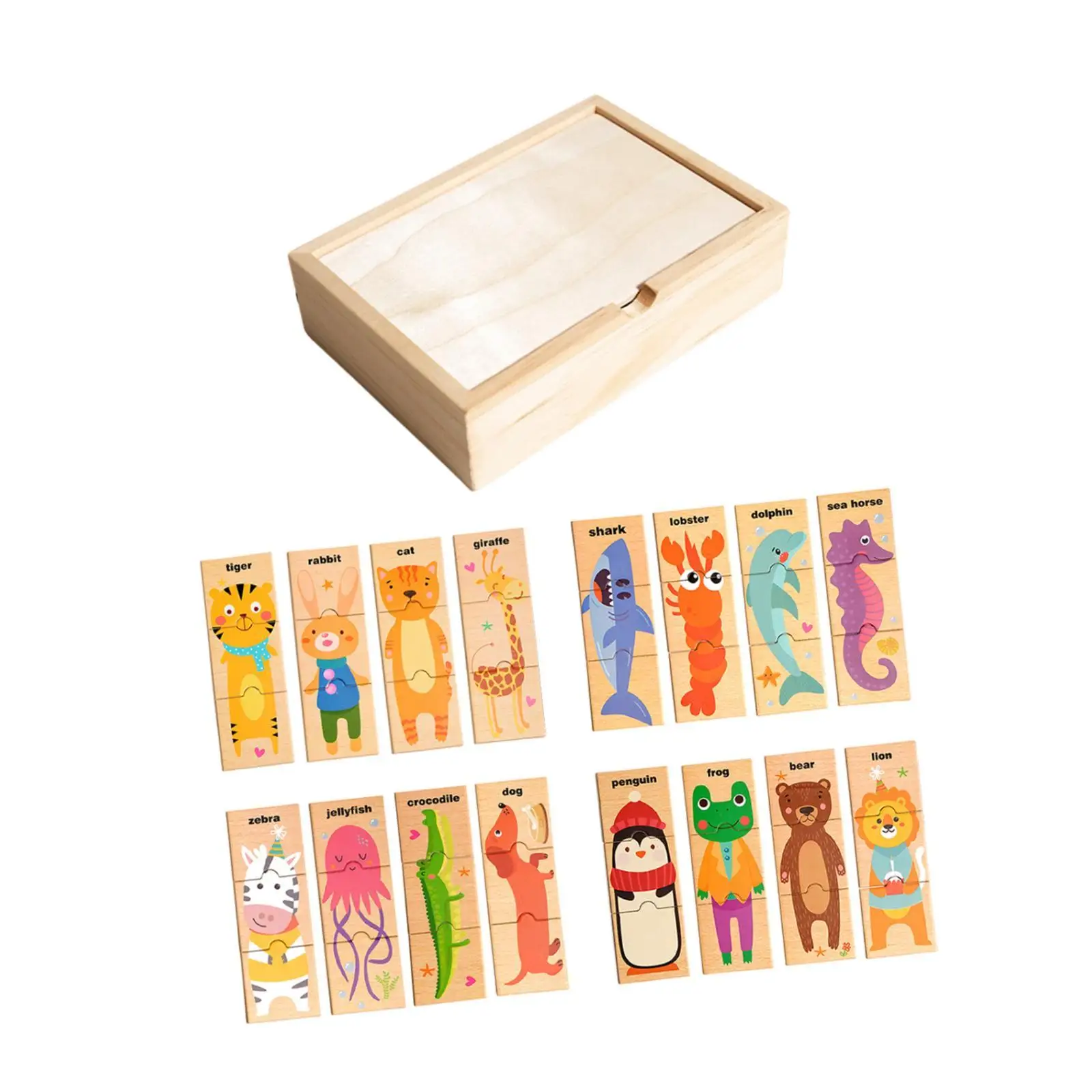 Wood Matching Puzzles Early Learning Toys Fine Motor Skills Cube Block Toys Educational Games for Home Gifts Baby Shower Kids