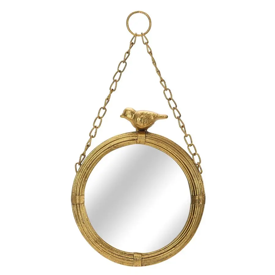 

6.7 Inch Decorative Small Hanging Mirrors Vintage Round Metal Framed Wall Mounted Mirror Decor with Bird for Bathroom Living Roo