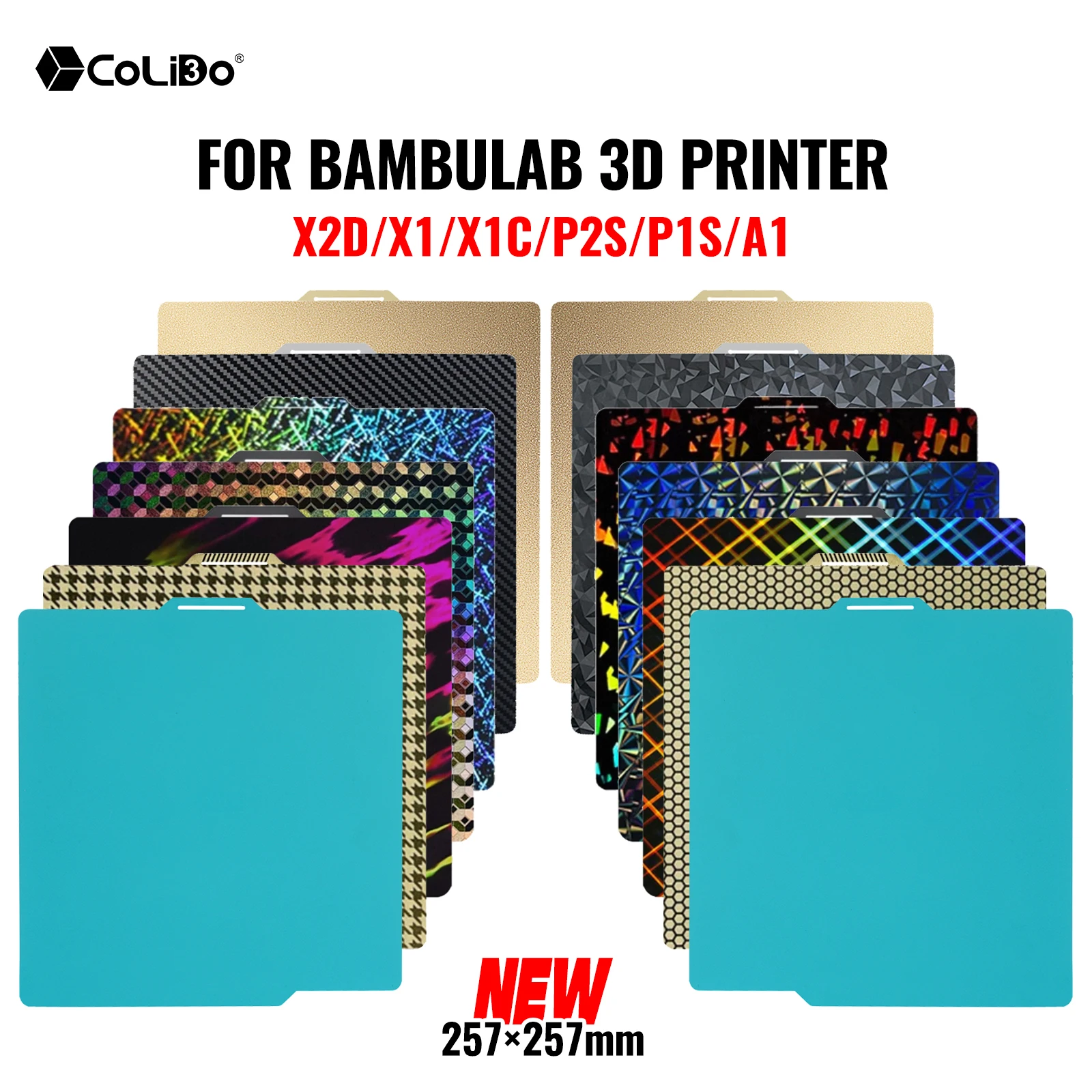 PEI Plate for Bambulab P2S 3D Printer 257x257mm Smooth Carbon Honeycomb PEI Textured for Bambulab A1 P1S 3D Printers Accessories