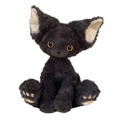 Cute Black Devon Rex Plush Toy Lifelike Stuffed Animals Cat Fluffy Soft Doll Kids Toys Birthday Gift for Children