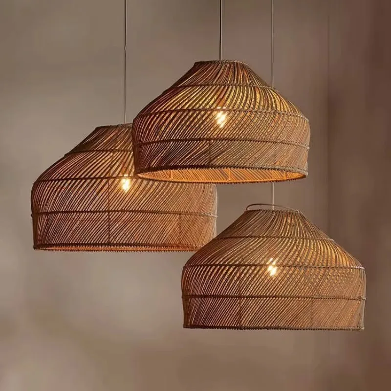 Vintage Rattan Pendant Lamp Wabi Sabi Wicker Chandelier For Living Room Bar Restaurant Decor Dining Table Bamboo Hanging Light