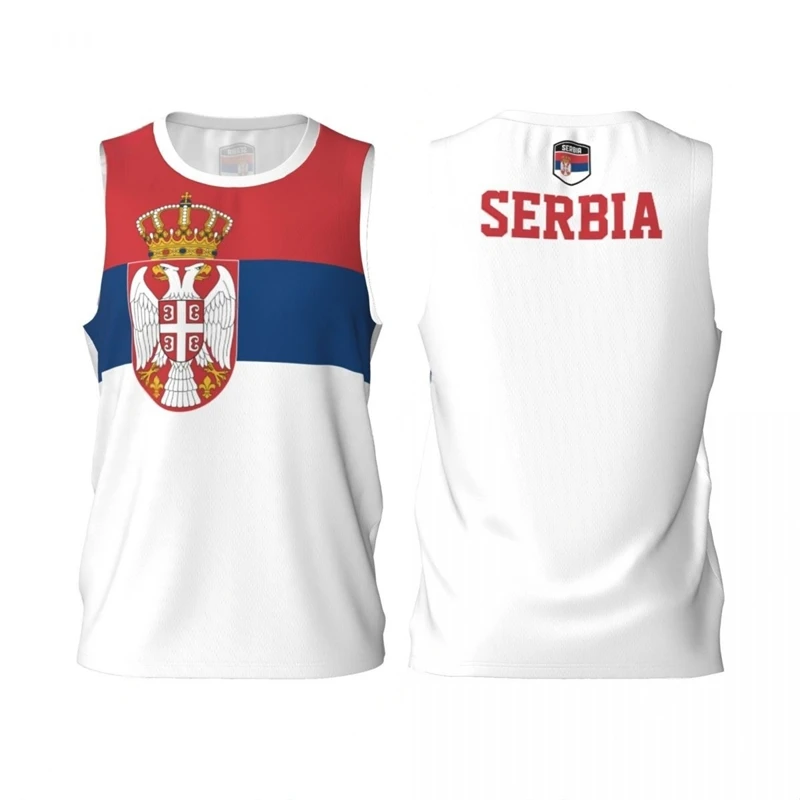 Serbia Flag Basketball Tank Top Fashion Summer 3D National Emblem Printed Jersey Vest Loose Breathable Sports Sleeveless Tees