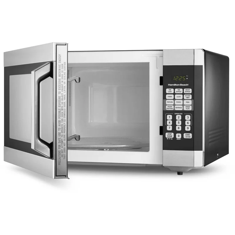Horno microondas digital 1,6 pies cúbicos Encimera de 1100 vatios con 10 niveles de potencia Juego rápido Menús Descongelación Pantalla LED Cerradura para niños