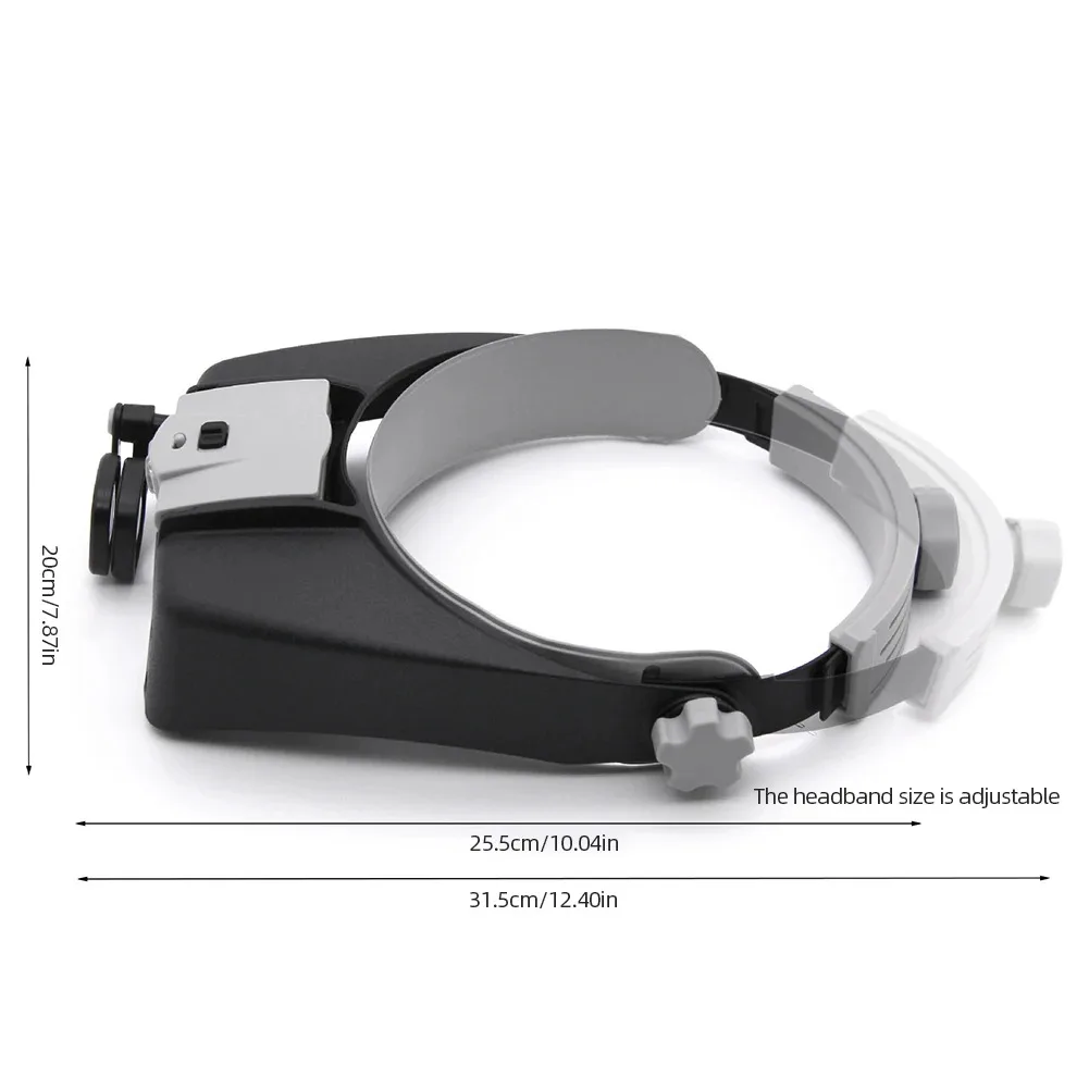 Kopfmontierte Lupenbrille 1,5X 6X 8X Verstellbare LED-Leichtgewicht-Lupe zum Lesen, Reparieren, Schmuckherstellung und für Handarbeiten – Detail 5