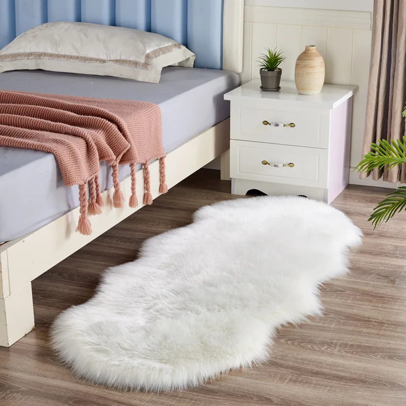 

Wool-like Floor Mat Plush Bedroom Bedside Carpet Soft Fluffy Carpet Rug Decoration Bed Room Decorating Aesthetic Rugs Home Decor