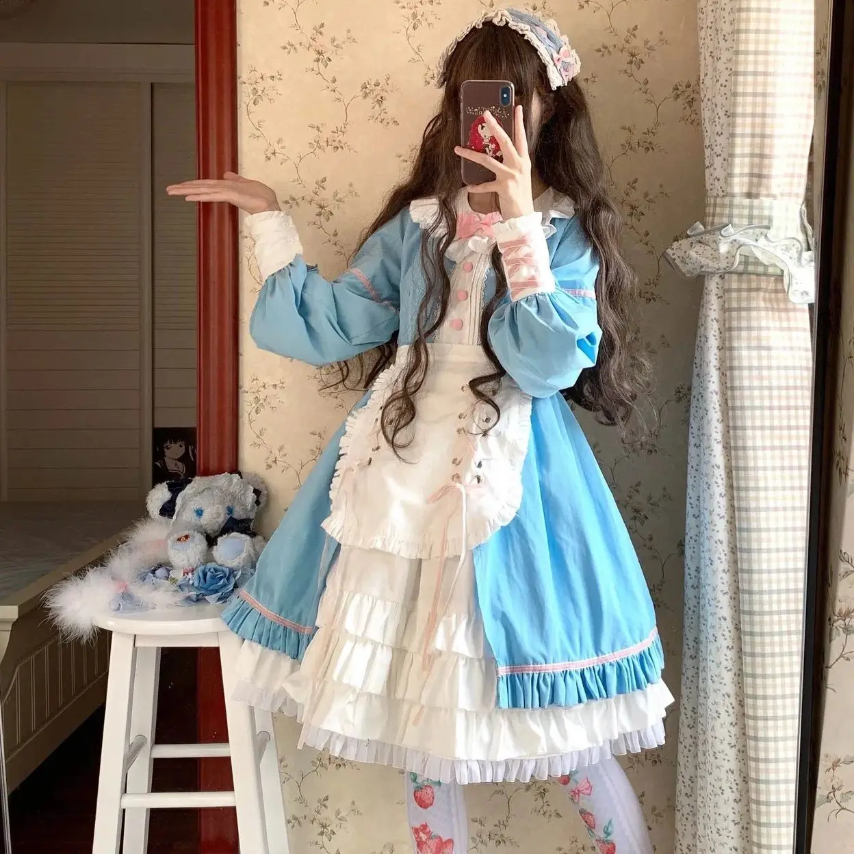 NONSAR OP Original Lolita Dress Long-Sleeved Women Cute Sweet Patchwork Party Dress