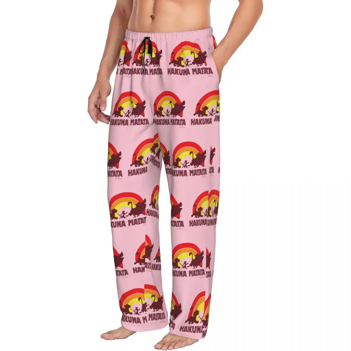 Custom Print Lion King Hakuna Matata Rainbow Pajama Pants Men Simba Hakuna Matata Sleep Sleepwear Bottoms with Pockets