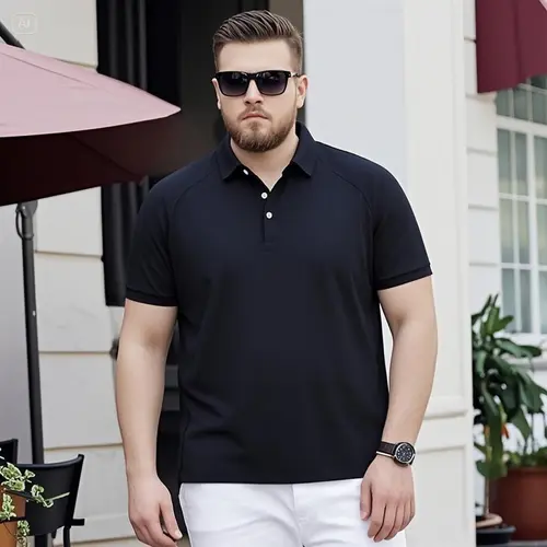 Summer Short Sleeve Polo Shirts Men Plus Size 7XL Solid Color Casual Fashion Stretch Polo Shirt Male Big Size 7XL - Image 4