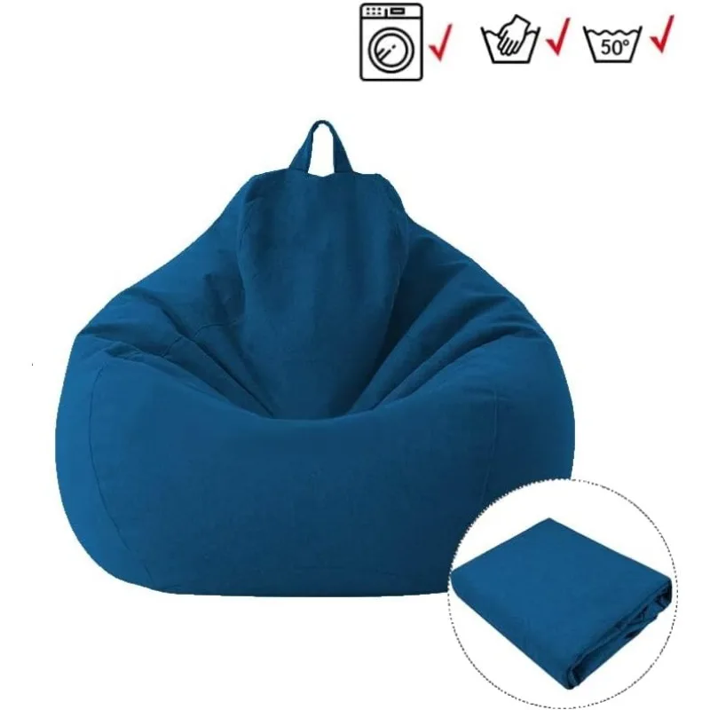 Large Lazy Sofa Cover Chair Linen Recliner Seat Bean Bag Cushion 100x120 Cm No Filling Comfortable Home Furniture Accessory
