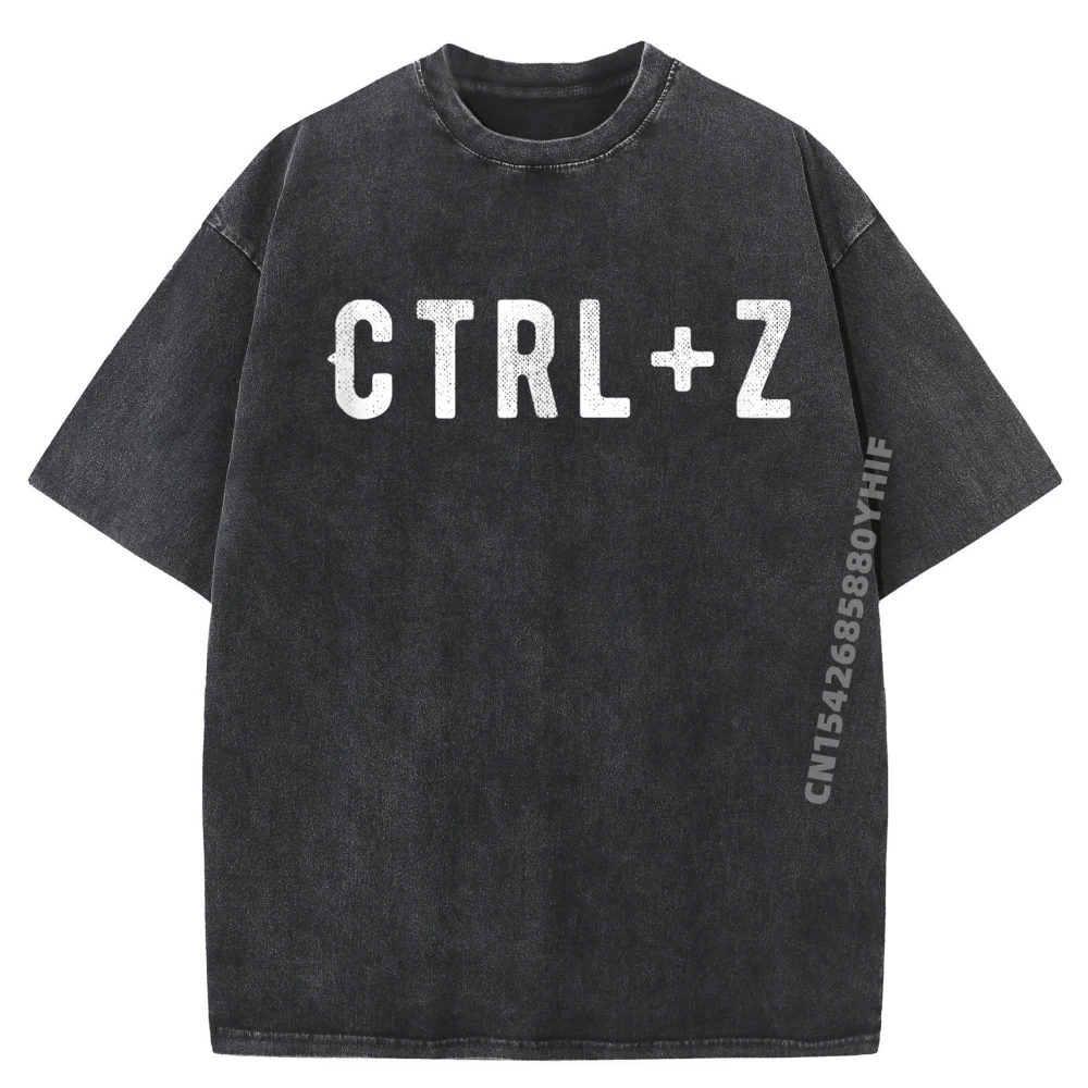 

Control Z Undo Redo Command Ctrl Z Mens Shirts Graphic Tee Men High Quality Washed T-Shirt Casual Streetwear