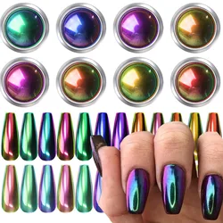 12Colors Magic Metallic Chameleon Mirror Powder 2-3g Laser/Aurora Mirror Effect Nail Rubbing Powder DIY 9D Chameleon Pigment
