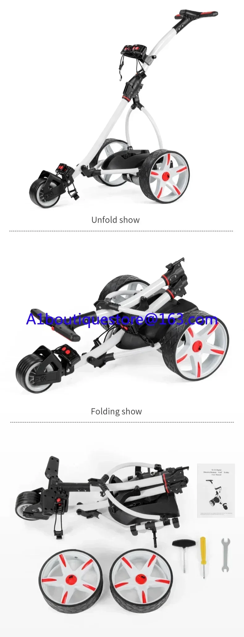 

Golf Carts Electric Foldable 3 Wheel Golf Cart Trolley Electric White S1T2 Foldable Golf Scooter