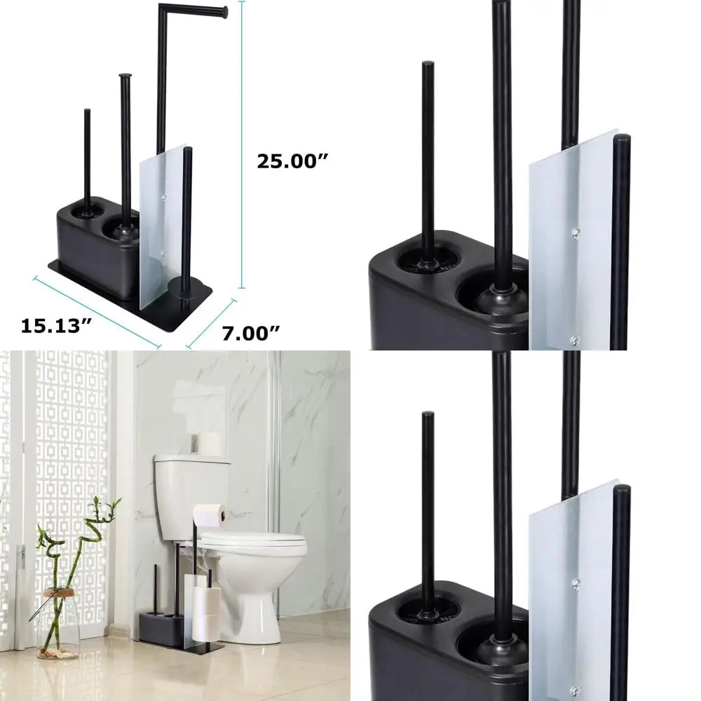 

Универсальный органайзер для ванной комнаты: туалетная щетка, поршень, держатель для бумаги и комбинация для хранения.