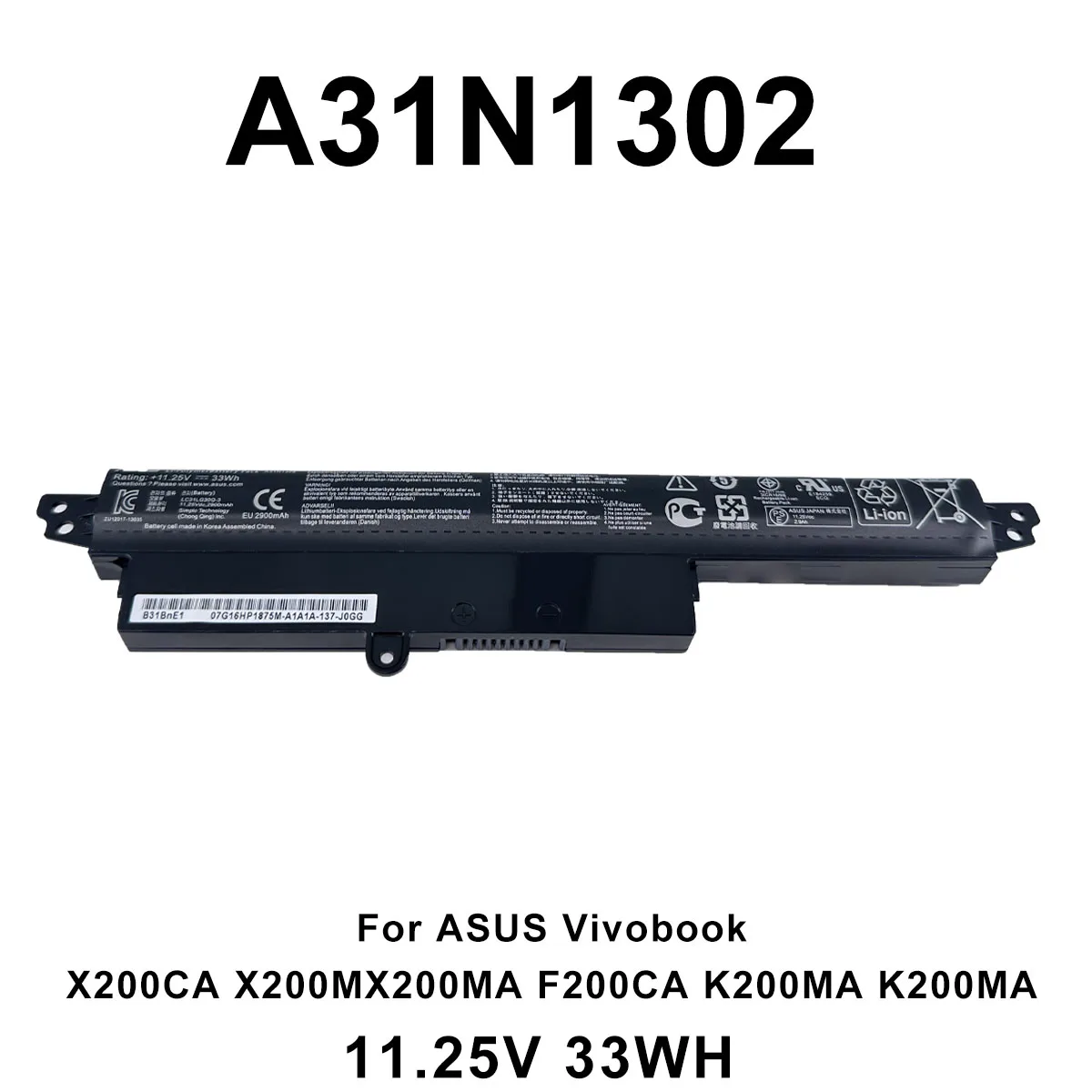 Nueva batería de ordenador portátil A31N1302 para ASUS VivoBook X200CA X200MA X200M X200LA F200CA X200CA R200CA 11,6 "A31LMH2 A31LM9H