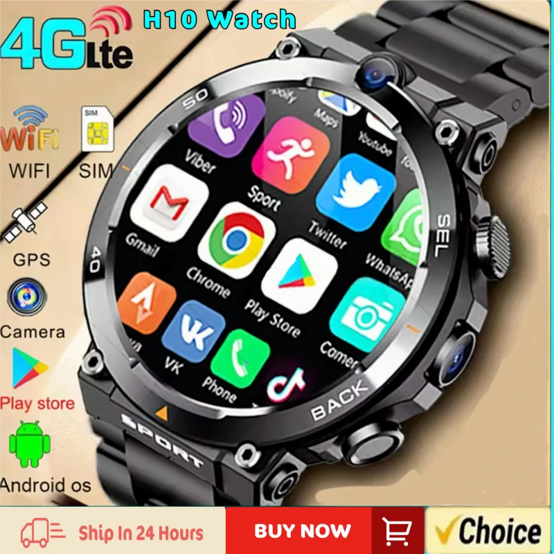 

Смарт-часы Golden Spike H10 4G LTE Android Смарт-часы с разрешением 1,6 дюйма Amoled 720*720 HD Синий свет Положение GPS WIFI