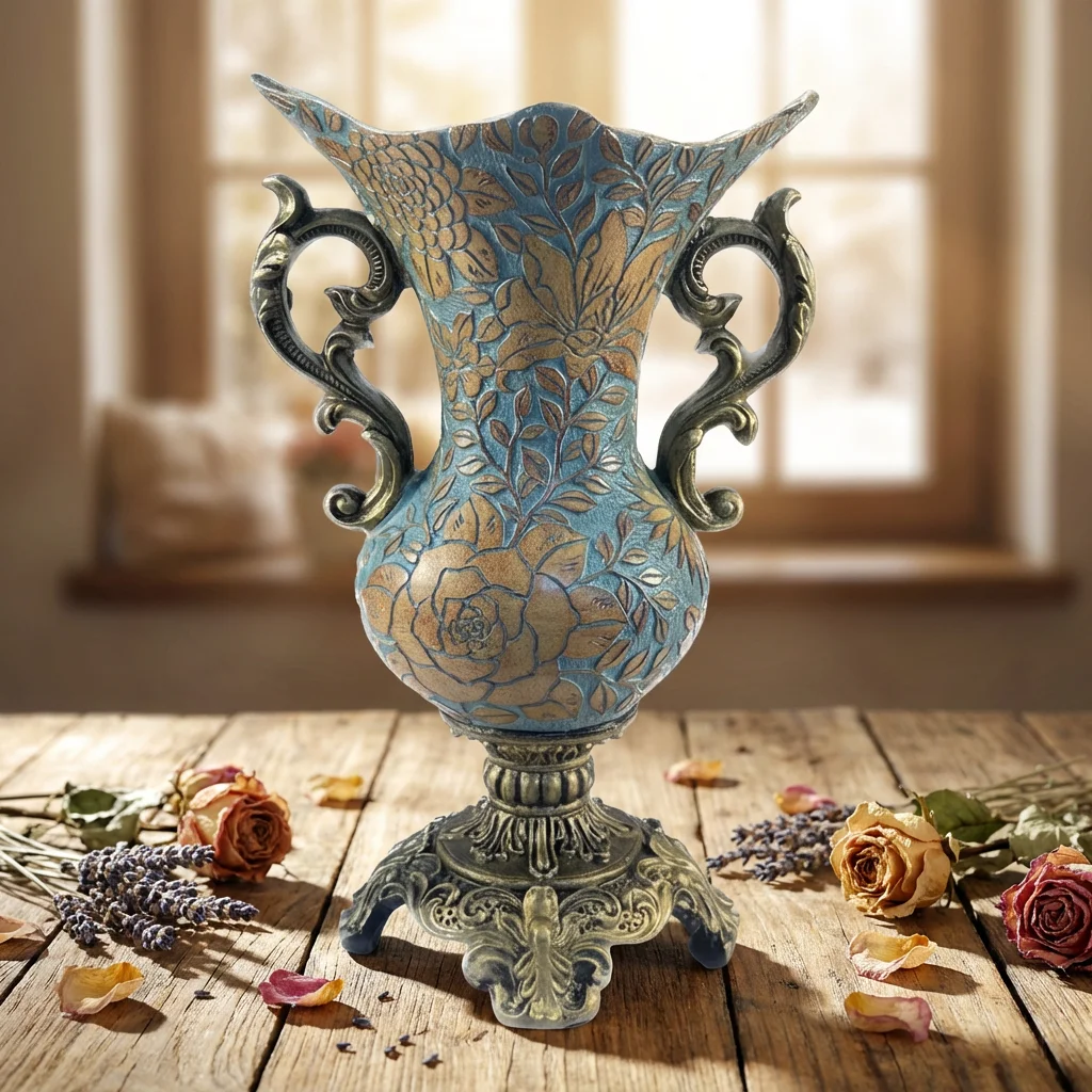 

&c European Style Luxury Home Decoration Retro Floral Pattern Vase Decorative Ornaments New House Living Room Flower Factory