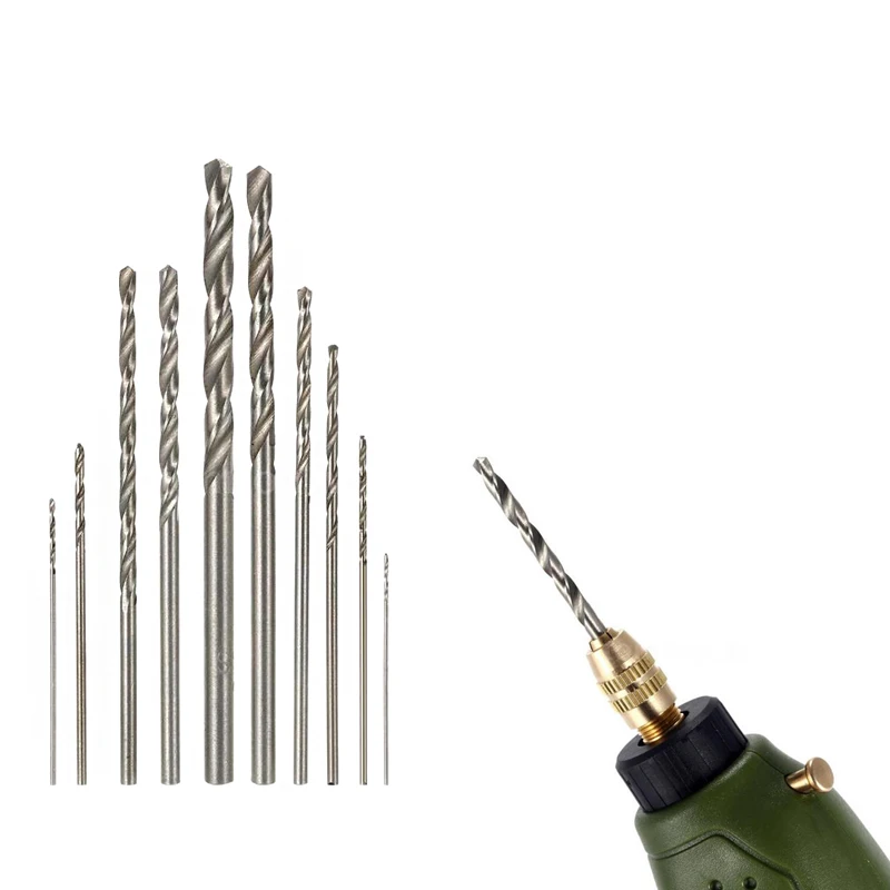 10Pcs Mini  Drill HSS Bit Set For Dremel Rotary Tool Electric Tools High Speed White Twist