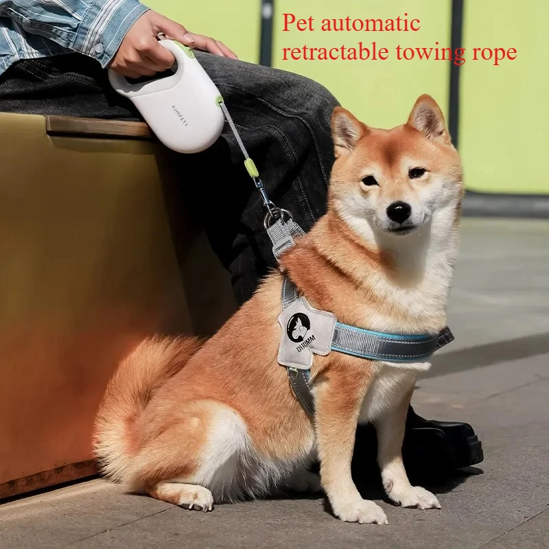 5M Retractable Dog Leash, One-Click Brake, Reflective Rope, 200LBS, for S/M/L Pets (8 Colors)