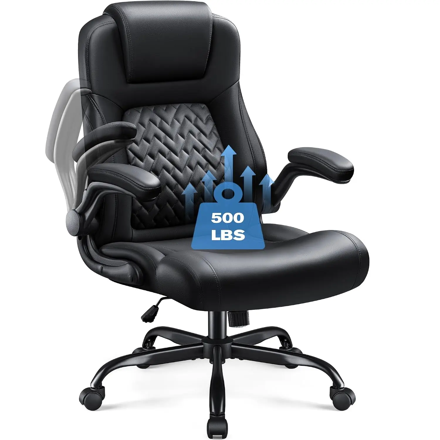 Heavy Duty Office Chair 500lbs Ergonomic High Back PU Leather Desk Chair Flip Armrest Executive Gaming Chair, Customized