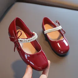 Scarpe da principessa con fondo morbido per ragazze ragazze primavera e autunno estate nuove scarpe in pelle per bambini scarpe basse a testa tonda per bambini piccoli