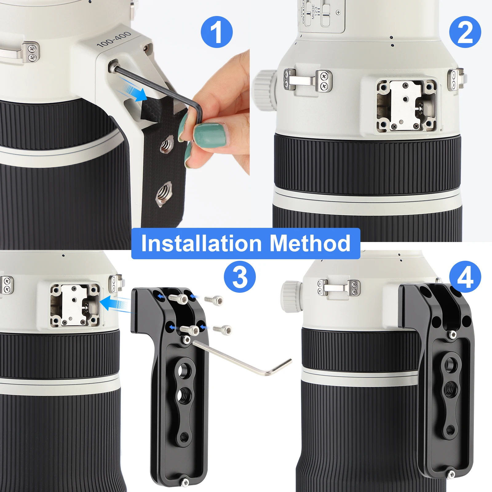 Leftfoto Objektiv-Ersatzfuß für Sony FE 100-400mm F4.5 GM OSS Objektiv, Arca-Typ Stativhalterung mit QD-Riemenhalterung – Detail 6