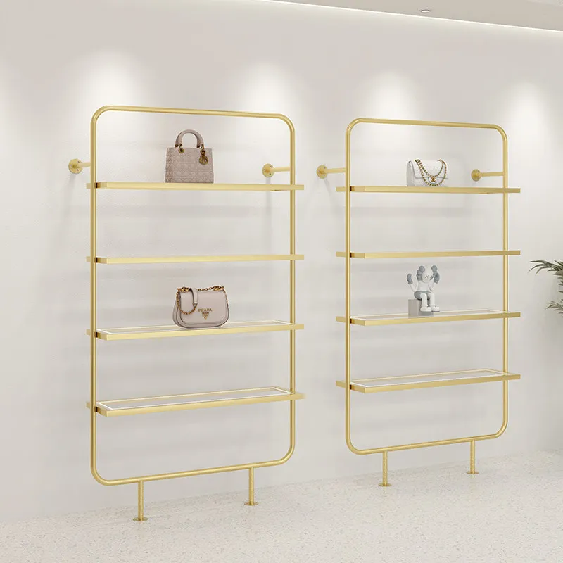 

clothing store shoe rack display rack multi-layer floor-to-ceiling wrought iron acrylic women's clothing bag display shelf