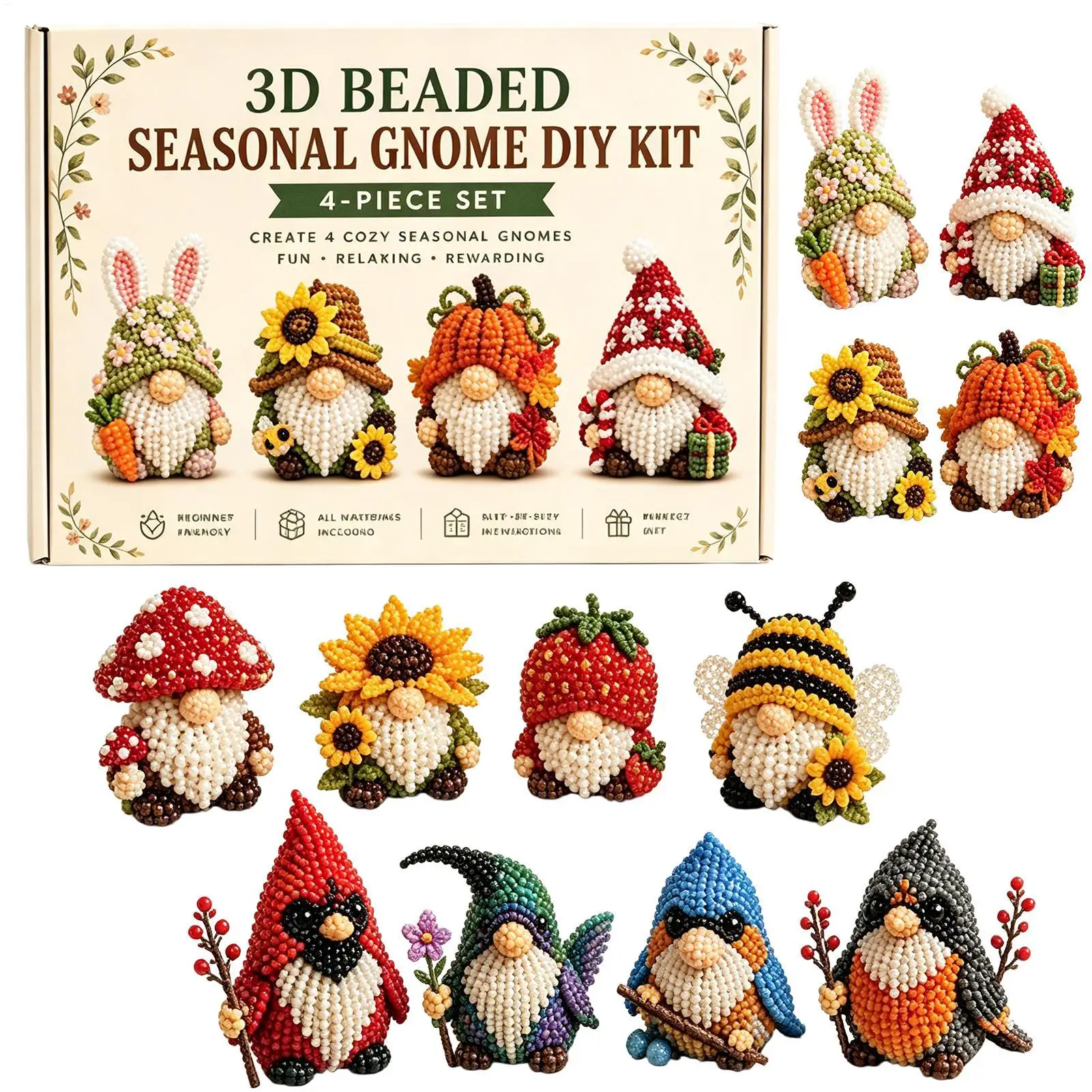 Dwarf Beading Kit, Funny DIY Desk Decor Craft Set for Home Office & Classroom, 3D Acrylic Bead Art Supplies for Desktop Crafts