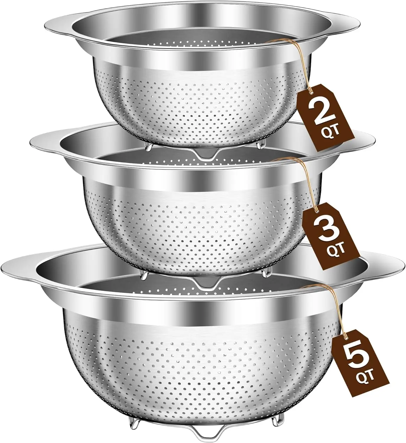 

Stainless Steel Colander for Kitchen, Stainless Steel Strainer, Pasta Strainer for Spaghetti Fruit Vegetable Cooking Foo