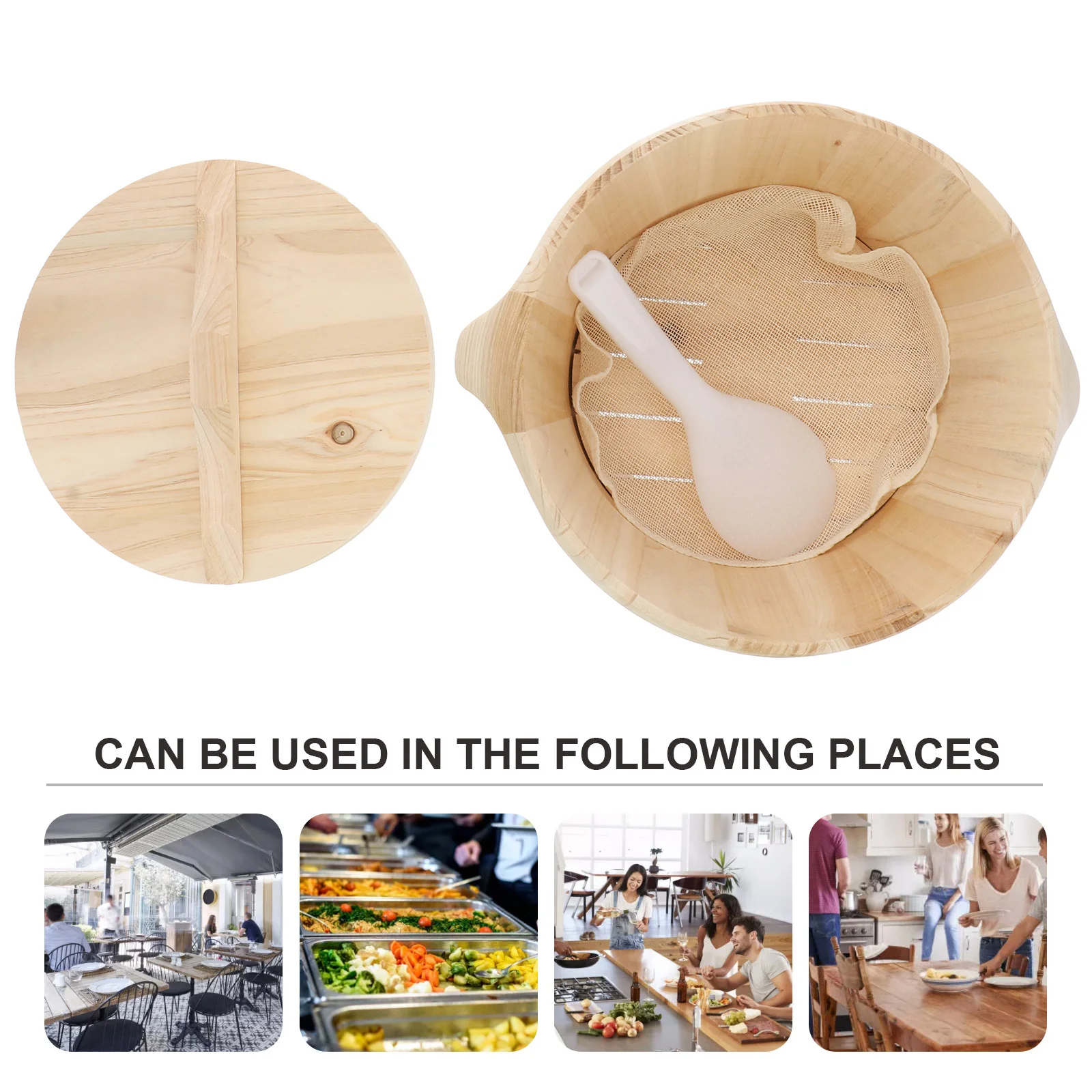 

1Pcs Rice Steamer Wooden Bucket Hand Polished Smooth Surface Movable Bottom Design Faster Steam Escape Kitchen Tool