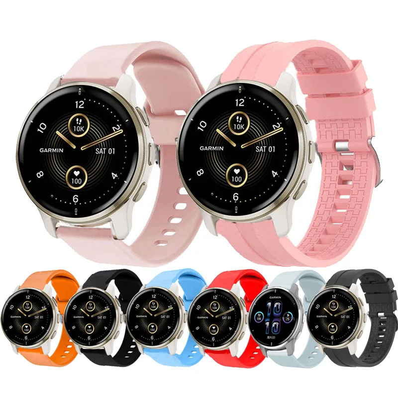 20mm banda de silicone para garmin venu 2 plus 2 mais 43mm/vivove esporte/vivoactive 3 3t forerunner 245m pulseira acessórios smartwatch