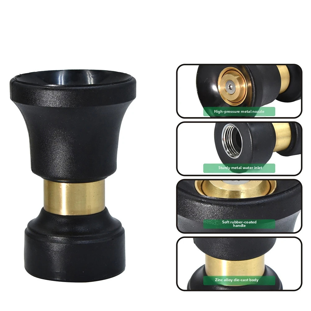 Garden Hose Nozzle Heavy Duty Fireman Style Adjustable Garden Water Sprayer For Car Wash Patio Cleaning Watering Lawn And Garden