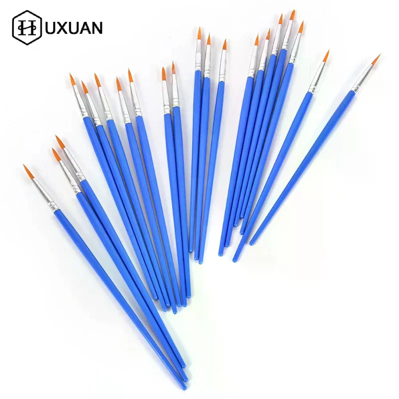 

10*Painting Brushes Set Art Round Flat Hair Nylon Hair Paint Brush