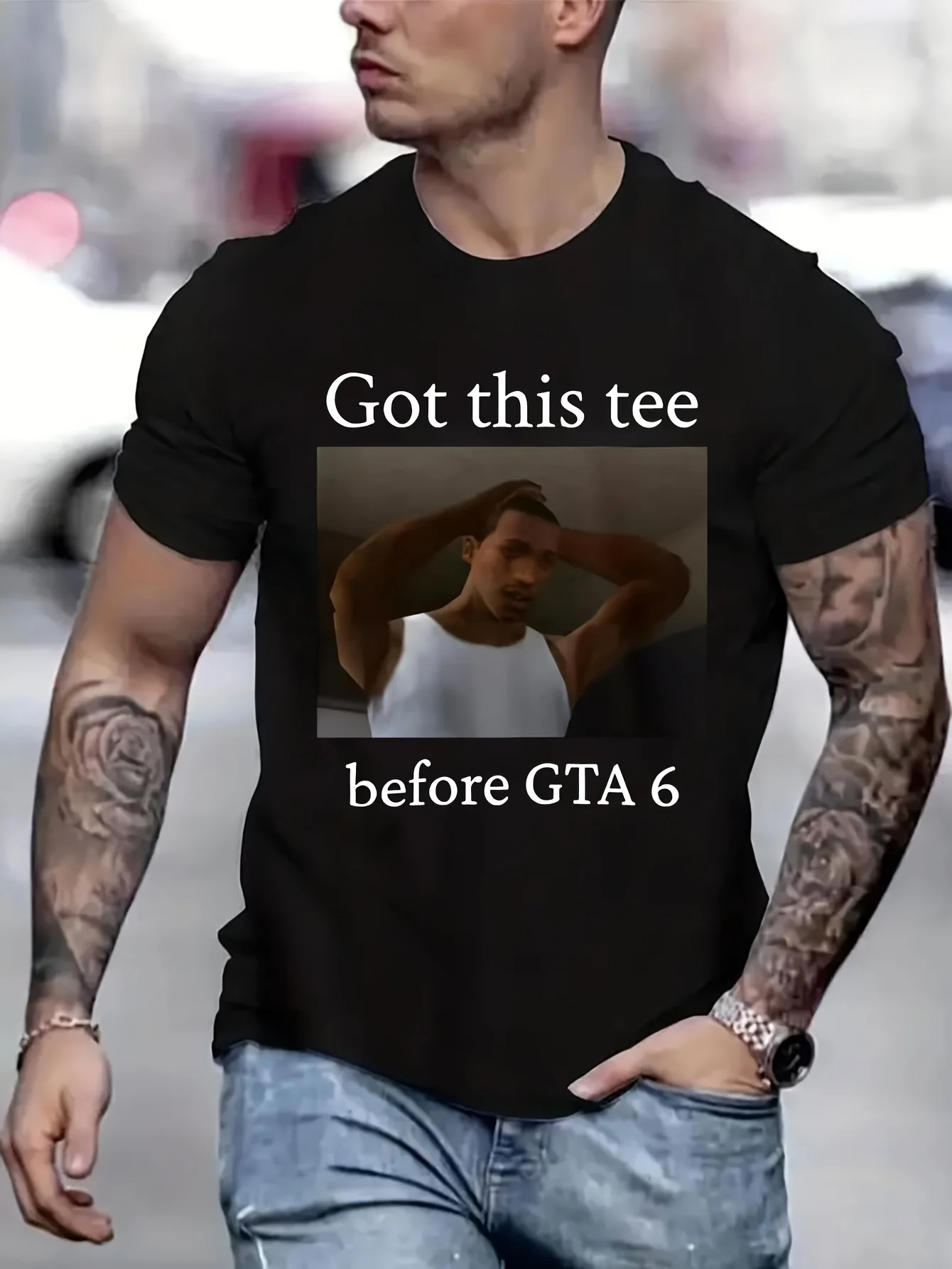 Gta حصلت على هذا القميص قبل Gta 6 القطن الرجال تي شيرت هدايا الرجال تي شيرت الرجال جديد في بلايز و تيز قمصان رجالية B5021252
