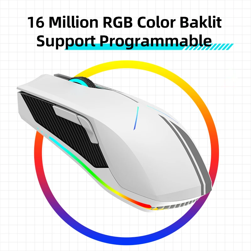 Machenike M7 Mouse Wireless Dual Mode Mouse da gioco per ufficio cablato 16000 DPI 95g Mouse retroilluminato RGB ricaricabile programmabile