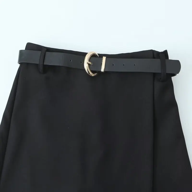2025년 봄 신상 하이웨이스트 더블 브레스티드 스커트 팬츠 여성 의류 (벨트 포함) 심플하고 우아한 디자인