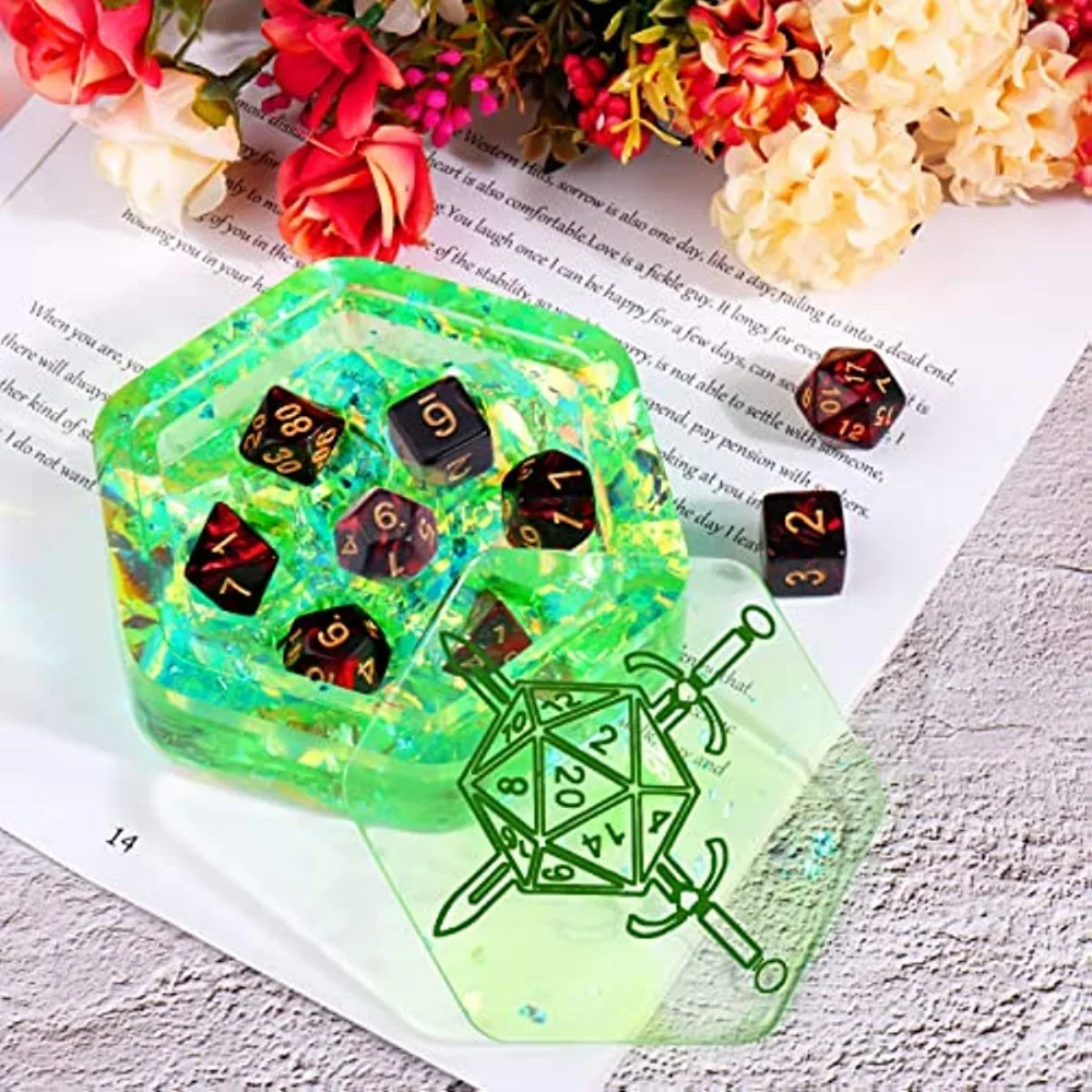 Dice Box Resin Molds Silicone DIY Hexagon Dice Storage Tank Epoxy Resin Container Game Lovers Gifts