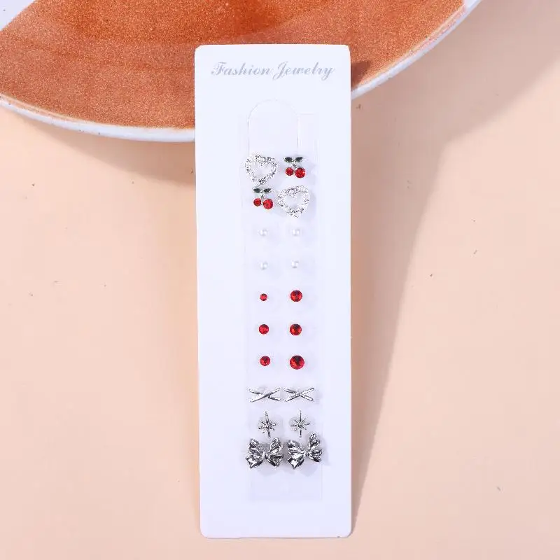 20pcs/Sheet Fashion Heart Cherry Bow Rhinestone Ear Point Stickers Ear Pressure Stick Acupuncture Auricular Ear Stickers Massage