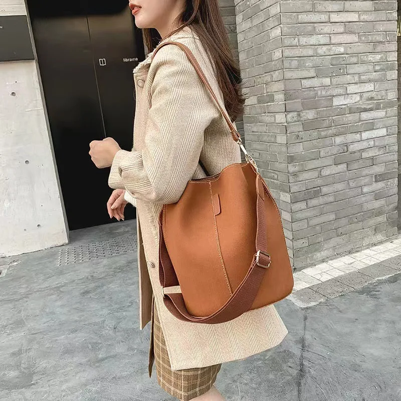 Vintage Nubuck Pu Leather Messenger Bags For Women Luxury Handbags Women Bags Designer Large Capacity Shoulder Bucket Bags